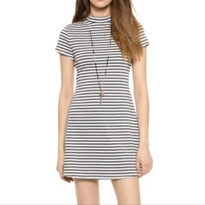 Free people beach Preppy mock neck striped cap sleeve dress large